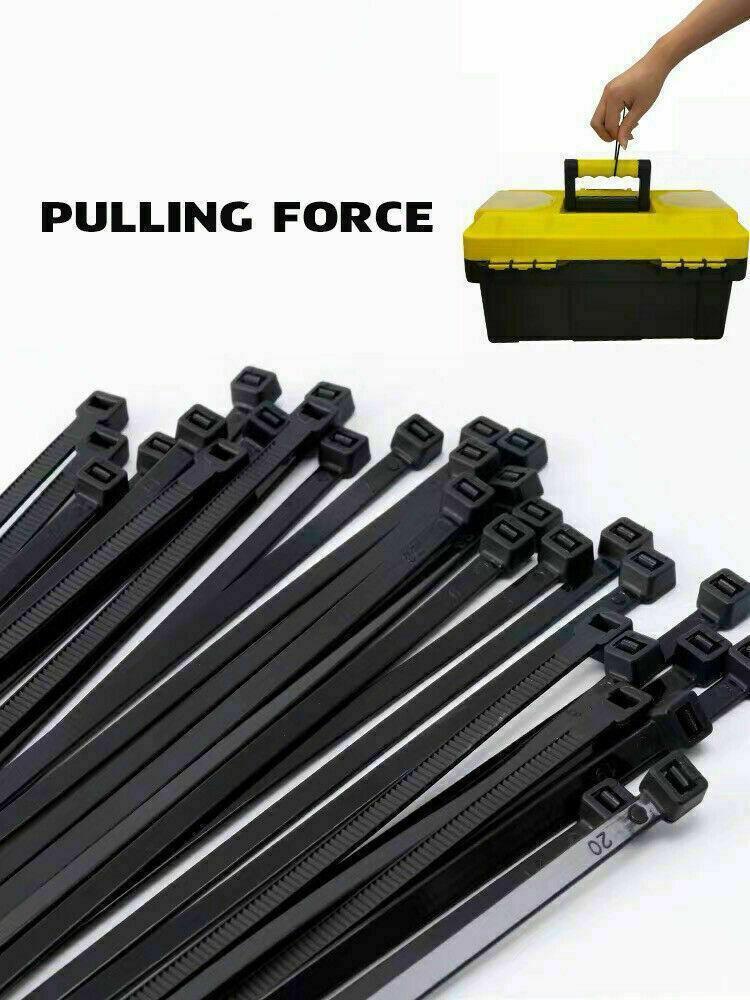 50X Cable Ties Zip Ties Nylon Uv Stabilised Black Cable Tie - 4.8*300mm.