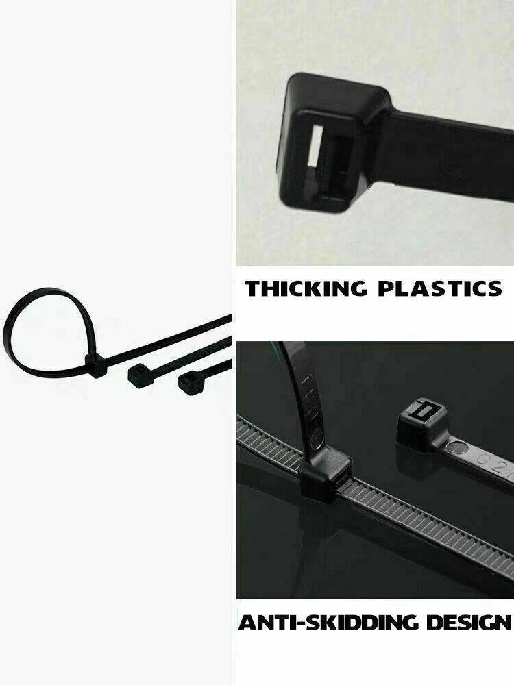 50X Cable Ties Zip Ties Nylon Uv Stabilised Black Cable Tie - 4.8*300mm.