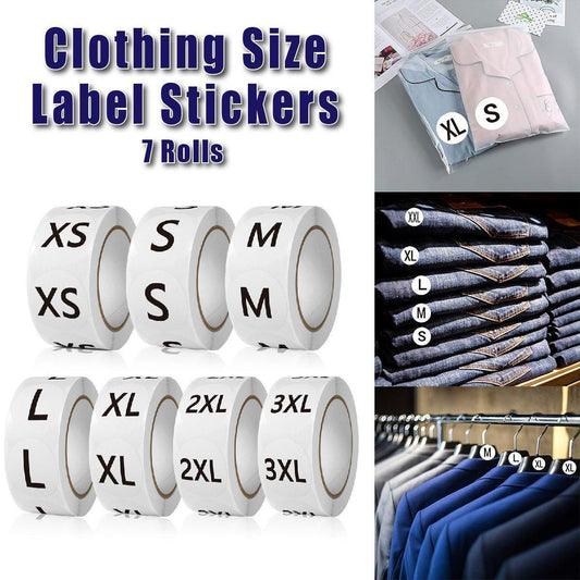 7 Rolls Clothing Size Label Sticker 1Inch Round Size Sticker Labels Self Adhesive.