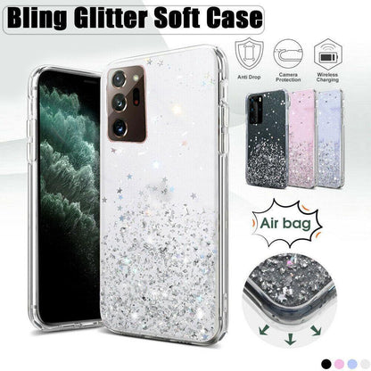 For Samsung Galaxy S20 Fe S21 Ultra S20 Shockproof Bling Glitter Soft Case Purple - For Samsung Note20.