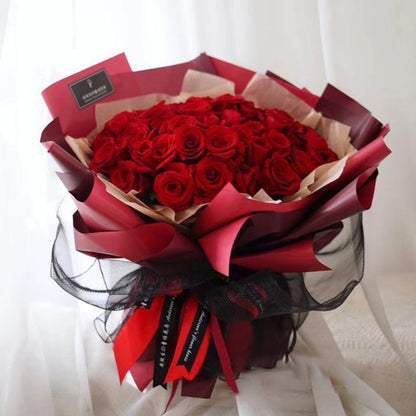 20PCS Plastic Waterproof Flower Gift Wrapping Paper Florist Bouquet Packaging - Black+Black