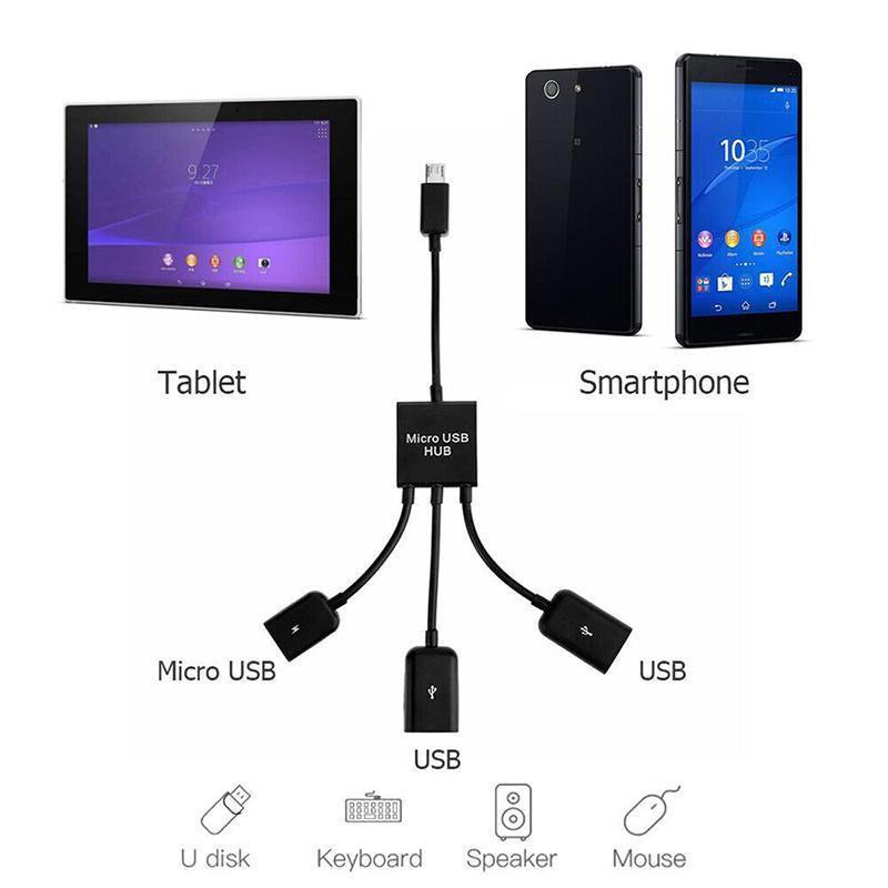 Micro USB 2.0 OTG HUB Cable Adapter AU Male to Female Dual Host Fast Transfer.
