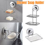 Shower Bar Holder Suction Basket Wall Mounted Stainless Steel Bathroom Soap Dish - Double Layer