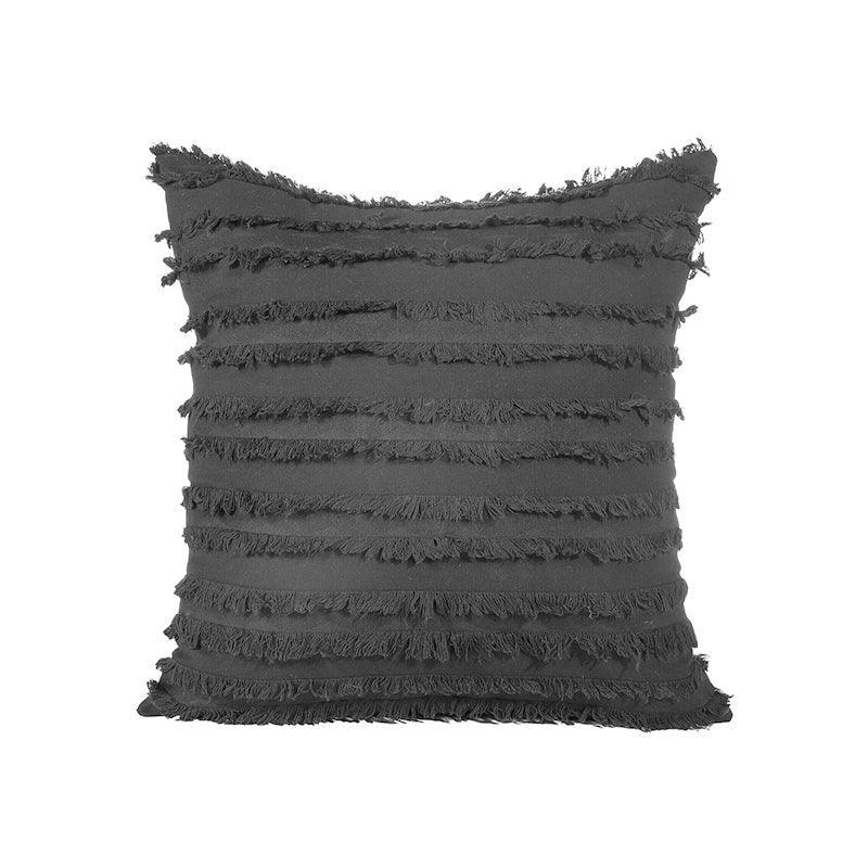 Boho Tassel Fringe Striped Cushion Cover Soft Home Decor Sofa Throw Pillow Case - White