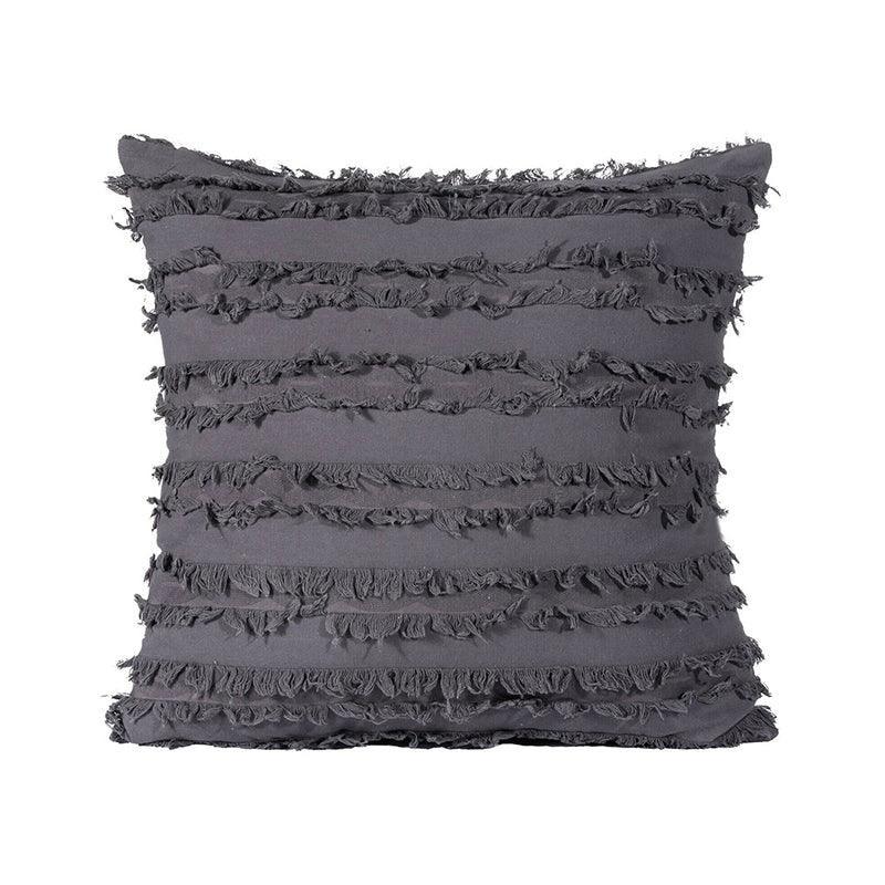 Boho Tassel Fringe Striped Cushion Cover Soft Home Decor Sofa Throw Pillow Case - White