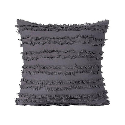 Boho Tassel Fringe Striped Cushion Cover Soft Home Decor Sofa Throw Pillow Case - White