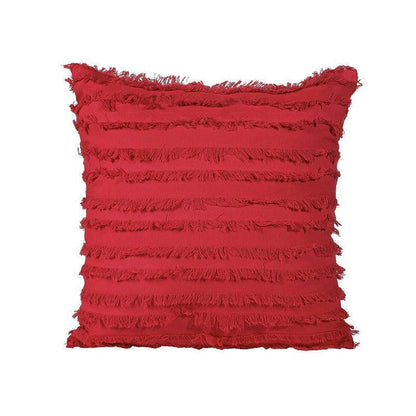 Boho Tassel Fringe Striped Cushion Cover Soft Home Decor Sofa Throw Pillow Case - White