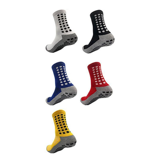 Anti-Slip Sports Socks with PVC Grip Dots for Soccer Basketball and Training Use - White