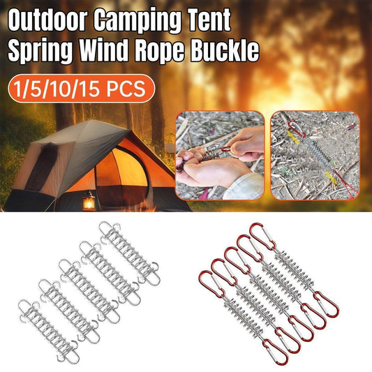 1-15PCS Outdoor Camping Tent Spring Wind Rope Buckle Fix Hook Buckles Silver Red - 1pcs.