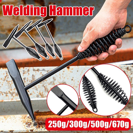 Welding Chipping Hammer Spring Handle Hold Heart Cleaning Harden DIY Metal Black - 250g.