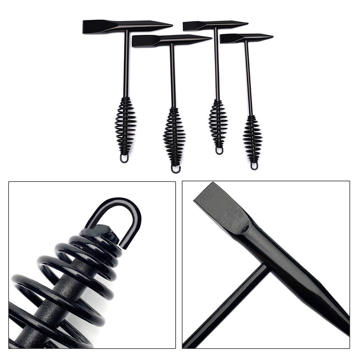 Welding Chipping Hammer Spring Handle Hold Heart Cleaning Harden DIY Metal Black - 670g.