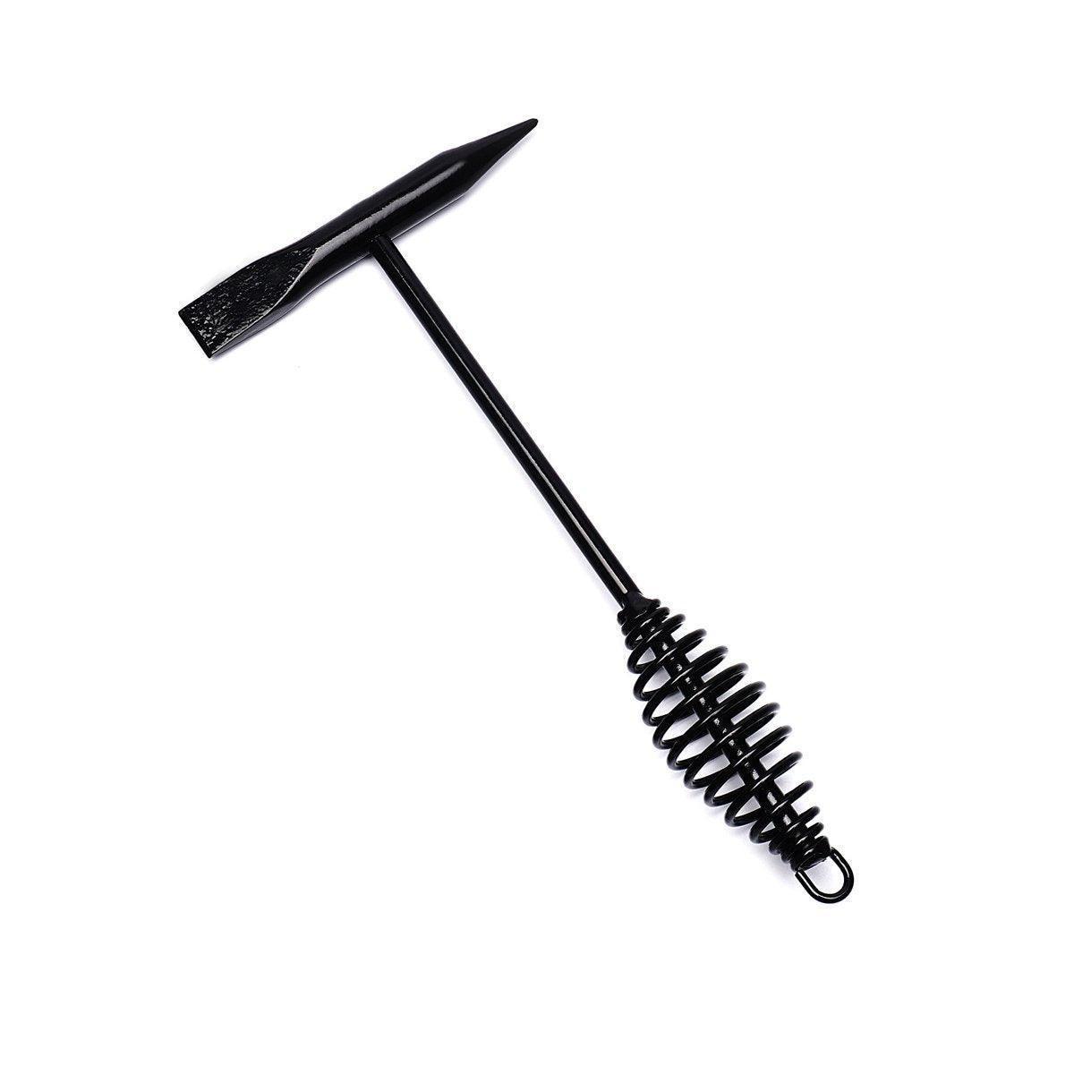 Welding Chipping Hammer Spring Handle Hold Heart Cleaning Harden DIY Metal Black - 670g.