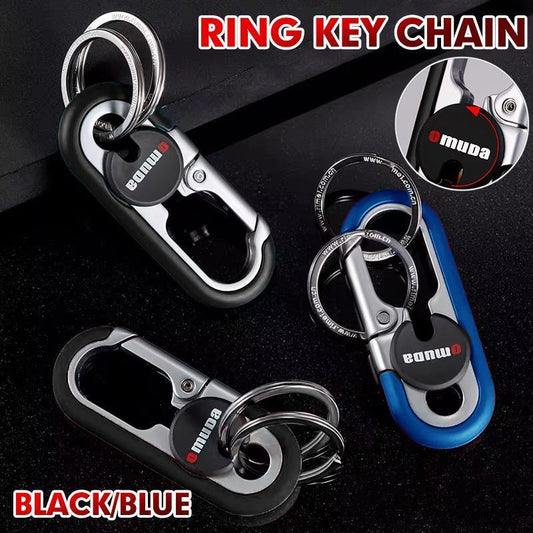 Keychains Fashion Men's Stainless Steel Ring Creative Metal Car Accessory Gift - Black.