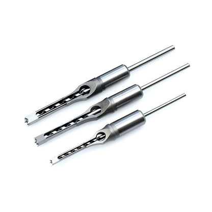 3x Square Hole Mortising Chisel Drill Bit Woodworking Saw Tools for Drilling.