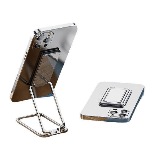 Portable Multifunctional Folding Metal Mobile Phone Holder Bracket Desktop Stand - Rose Gold.