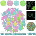 100 Pieces Glow-in-the-Dark Luminous Star Wall Stickers for Bedroom or Ceiling Decor - Blue