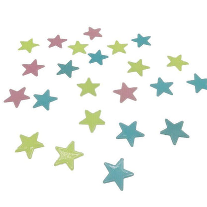 100 Pieces Glow-in-the-Dark Luminous Star Wall Stickers for Bedroom or Ceiling Decor - Blue