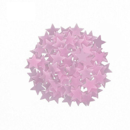100 Pieces Glow-in-the-Dark Luminous Star Wall Stickers for Bedroom or Ceiling Decor - Blue