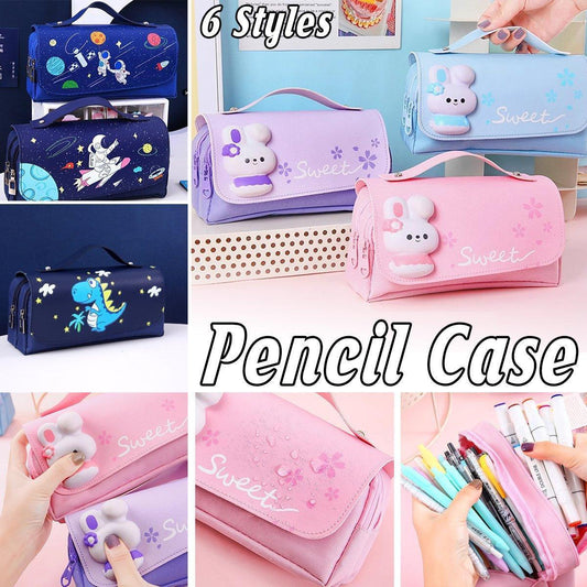 Functional Pencil Case Stationery Bag Pen Holder Storage Organizer for School - 02.