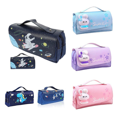 Functional Pencil Case Stationery Bag Pen Holder Storage Organizer for School - 02.