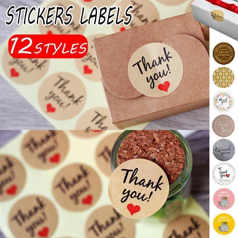 UP TO 80PCS Stickers Labels Thank You Stickers Gift Wrapping Craft Scrapbook DIY - 12*5PCS Style 12.