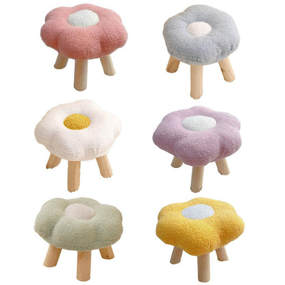 Small Flower Short Stool for Entryway or Living Room Shoe Bench or Footrest - Blue.