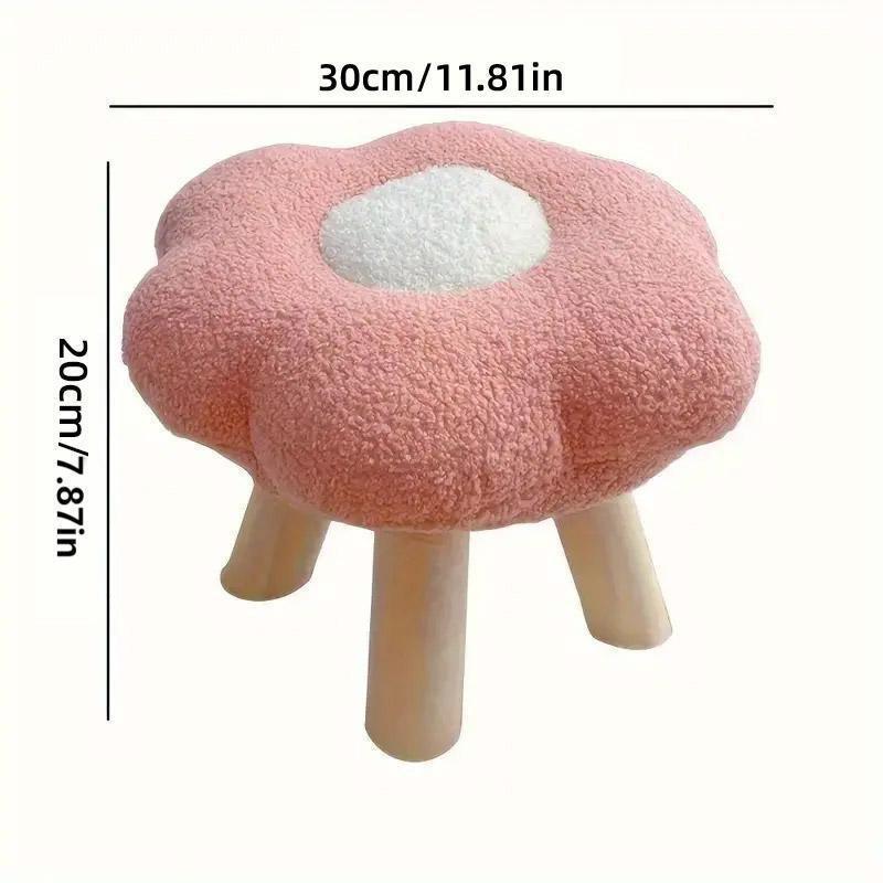 Small Flower Short Stool for Entryway or Living Room Shoe Bench or Footrest - Blue.