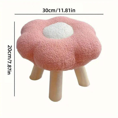 Small Flower Short Stool for Entryway or Living Room Shoe Bench or Footrest - Blue.