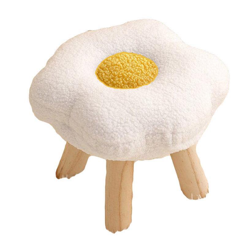 Small Flower Short Stool for Entryway or Living Room Shoe Bench or Footrest - Blue.