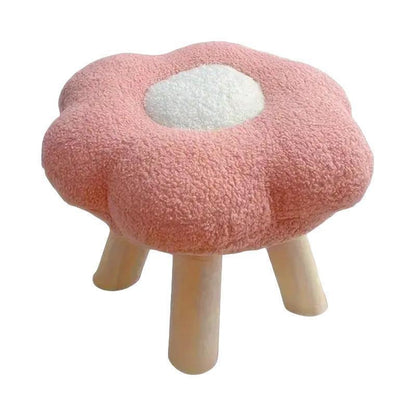 Small Flower Short Stool for Entryway or Living Room Shoe Bench or Footrest - Blue.