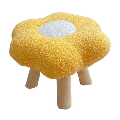Small Flower Short Stool for Entryway or Living Room Shoe Bench or Footrest - Blue.