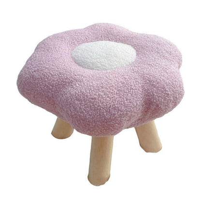 Small Flower Short Stool for Entryway or Living Room Shoe Bench or Footrest - Blue.