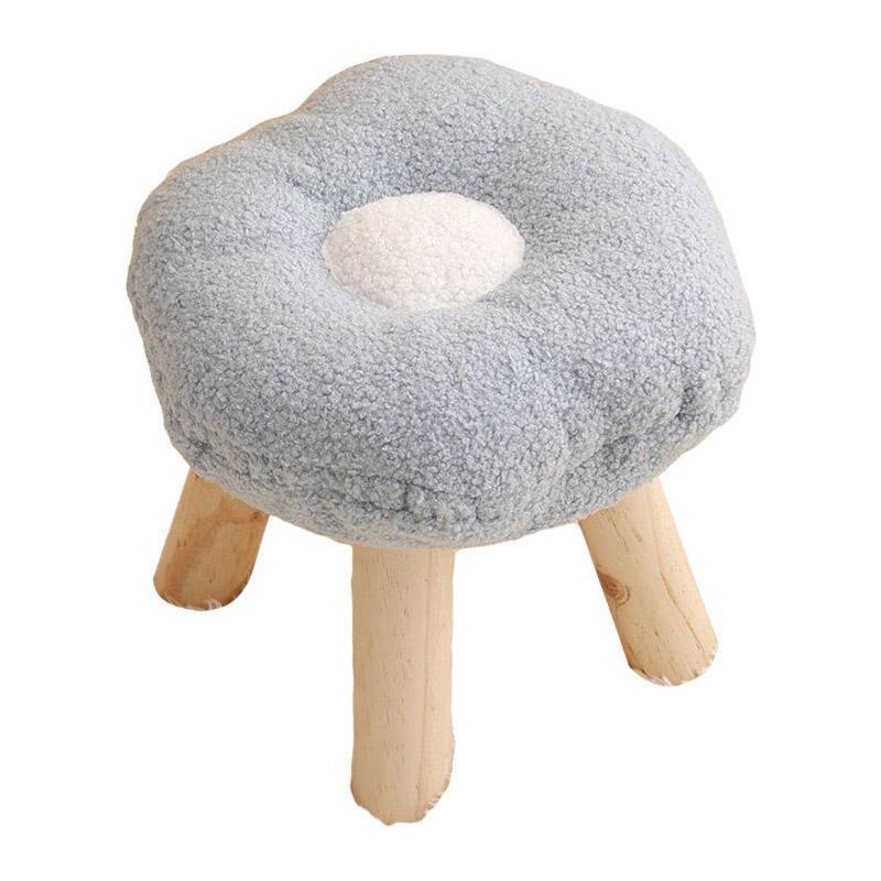 Small Flower Short Stool for Entryway or Living Room Shoe Bench or Footrest - Blue.