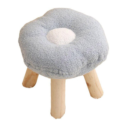 Small Flower Short Stool for Entryway or Living Room Shoe Bench or Footrest - Blue.