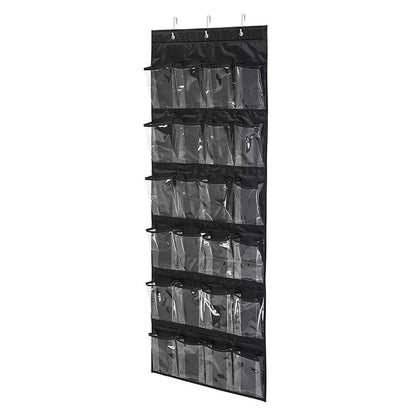 24 Pocket Shoe Organiser Bag Over Door Holder Hanging Shelf Storage Rack Hooks - White