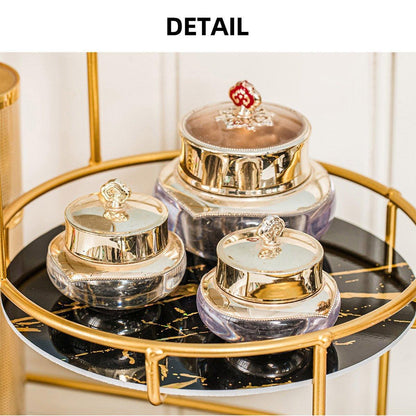 Round Multi-Tier Metal Storage Rack for Bathroom Vanity Kitchen Storage Rack - Black