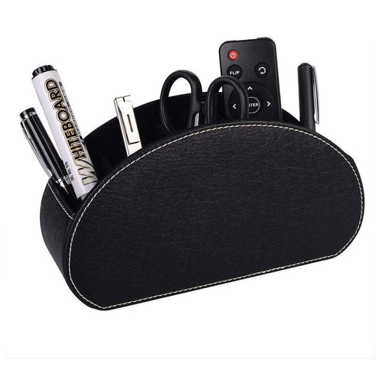 PU Leather Desktop Organiser Remote Control Office Cosmetic Storage Box Holder.