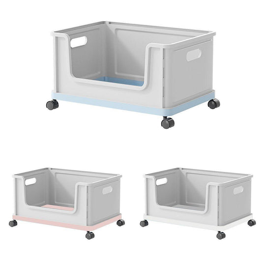 Under Desk Book Storage Box with Wheels Movable Classroom Student Organiser Rack - Blue.