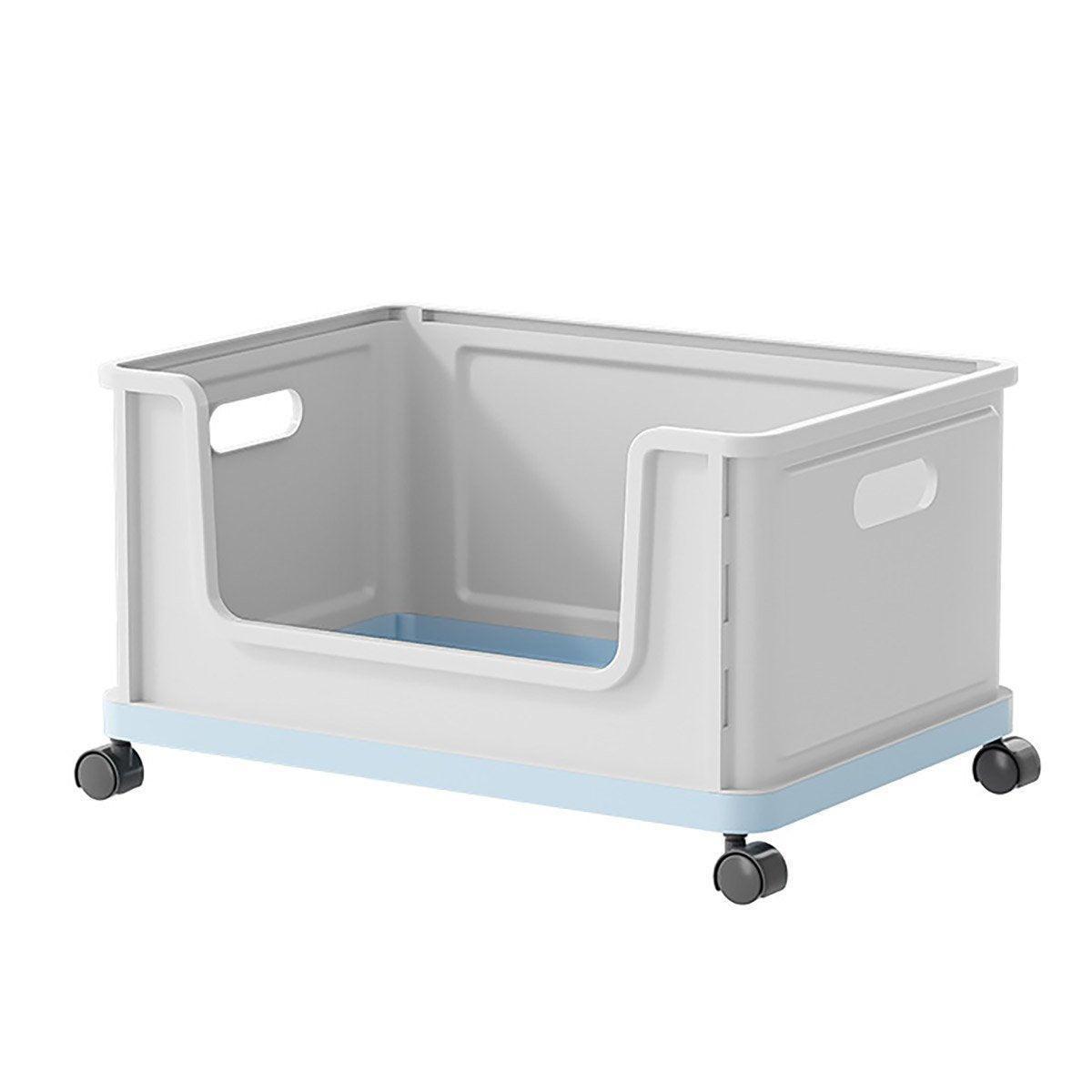 Under Desk Book Storage Box with Wheels Movable Classroom Student Organiser Rack - Blue.