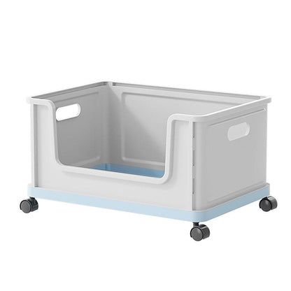 Under Desk Book Storage Box with Wheels Movable Classroom Student Organiser Rack - Blue.