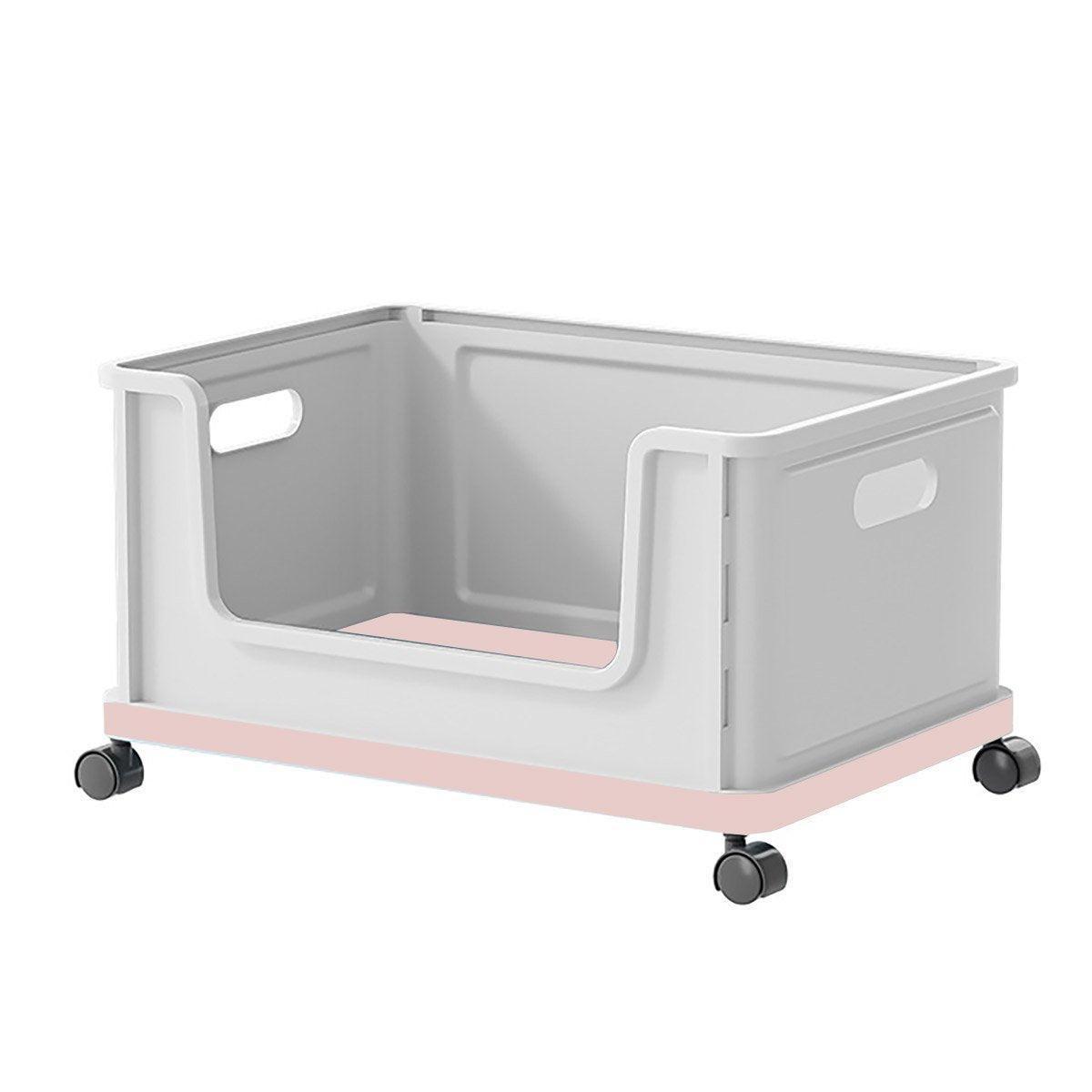Under Desk Book Storage Box with Wheels Movable Classroom Student Organiser Rack - Blue.