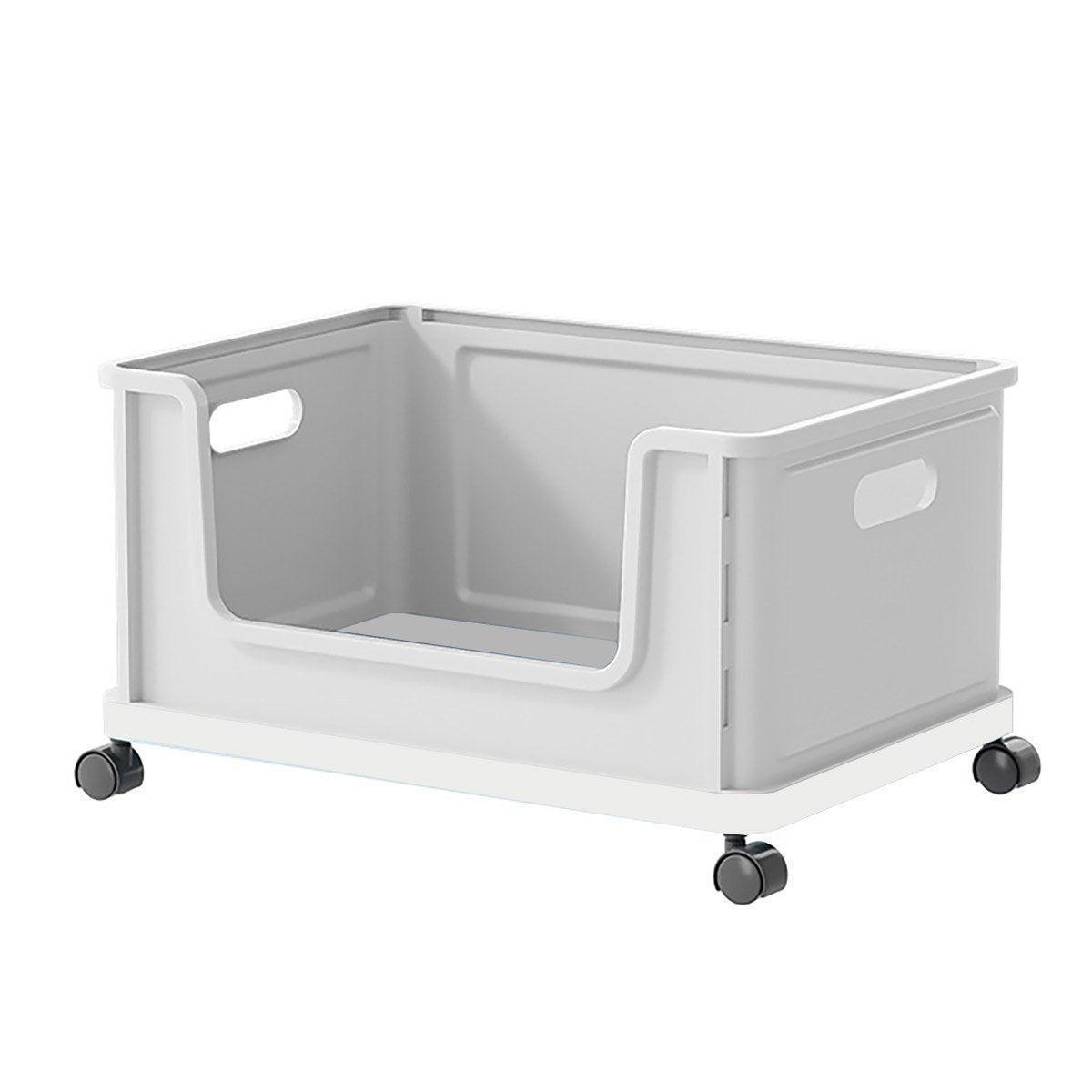 Under Desk Book Storage Box with Wheels Movable Classroom Student Organiser Rack - Blue.