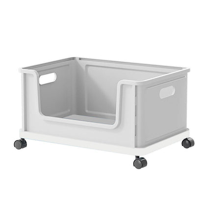 Under Desk Book Storage Box with Wheels Movable Classroom Student Organiser Rack - Blue.