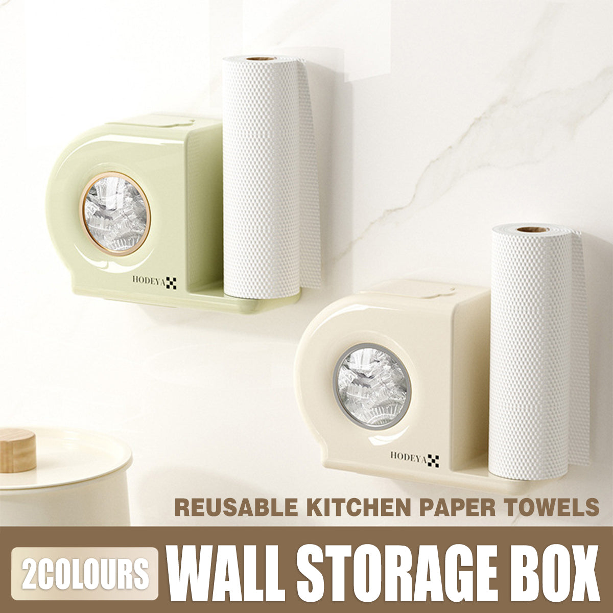 Wall Mounted Kitchen Storage Rack for Plastic Bags Rags Film Organizer Box Use - Green