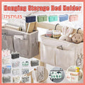 Hanging Bedside Storage Caddy with Pockets for Bunk Bed Dorm Couch Organizing - Green.