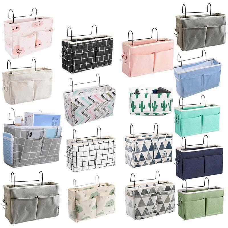 Hanging Bedside Storage Caddy with Pockets for Bunk Bed Dorm Couch Organizing - Green.