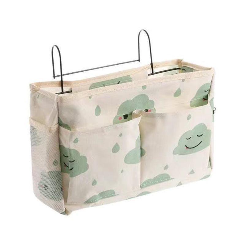 Hanging Bedside Storage Caddy with Pockets for Bunk Bed Dorm Couch Organizing - Green.