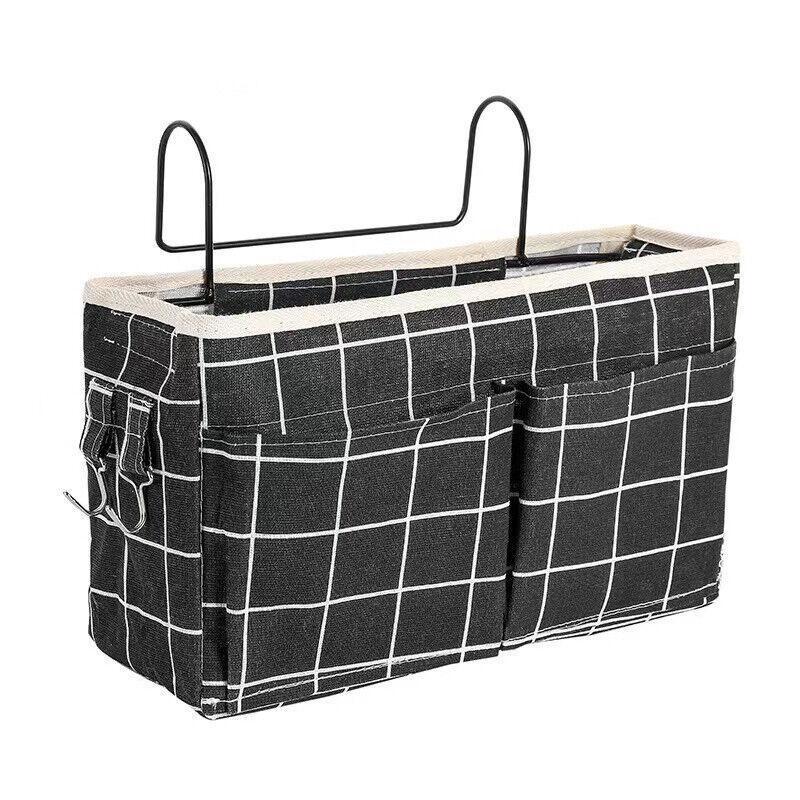 Hanging Bedside Storage Caddy with Pockets for Bunk Bed Dorm Couch Organizing - Green.