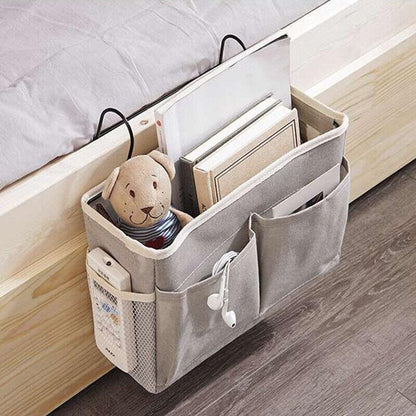Hanging Bedside Storage Caddy with Pockets for Bunk Bed Dorm Couch Organizing - Pink.