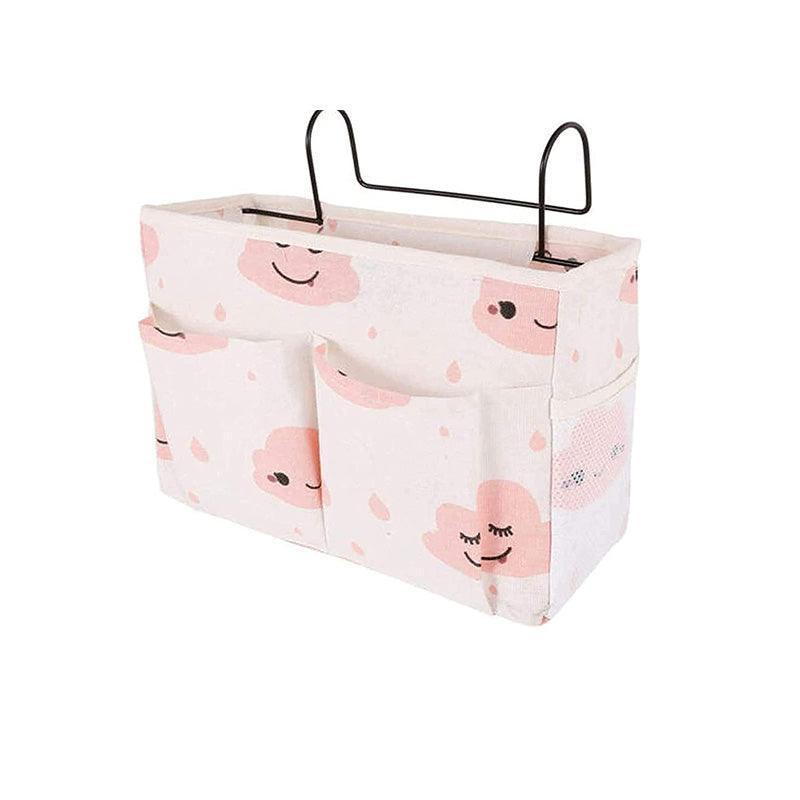 Hanging Bedside Storage Caddy with Pockets for Bunk Bed Dorm Couch Organizing - Pink.